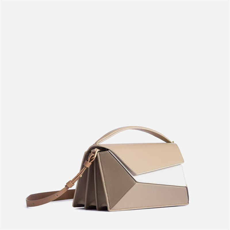 Women's bag geometric shape color contrast splicing handbag Small square bag shoulder handbags