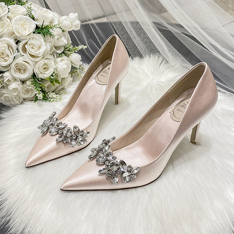 Crystal Bridal Shoes. Slim High Heels.