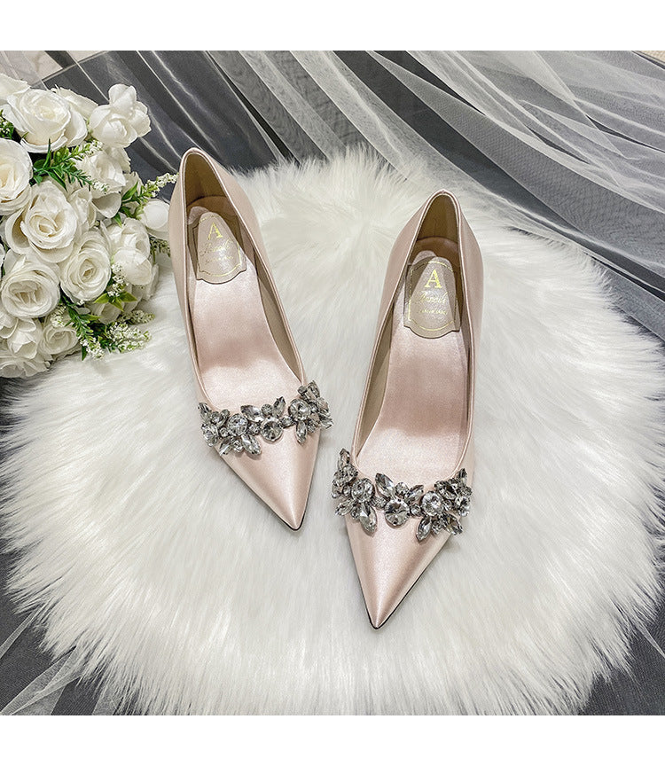 Crystal Bridal Shoes. Slim High Heels.