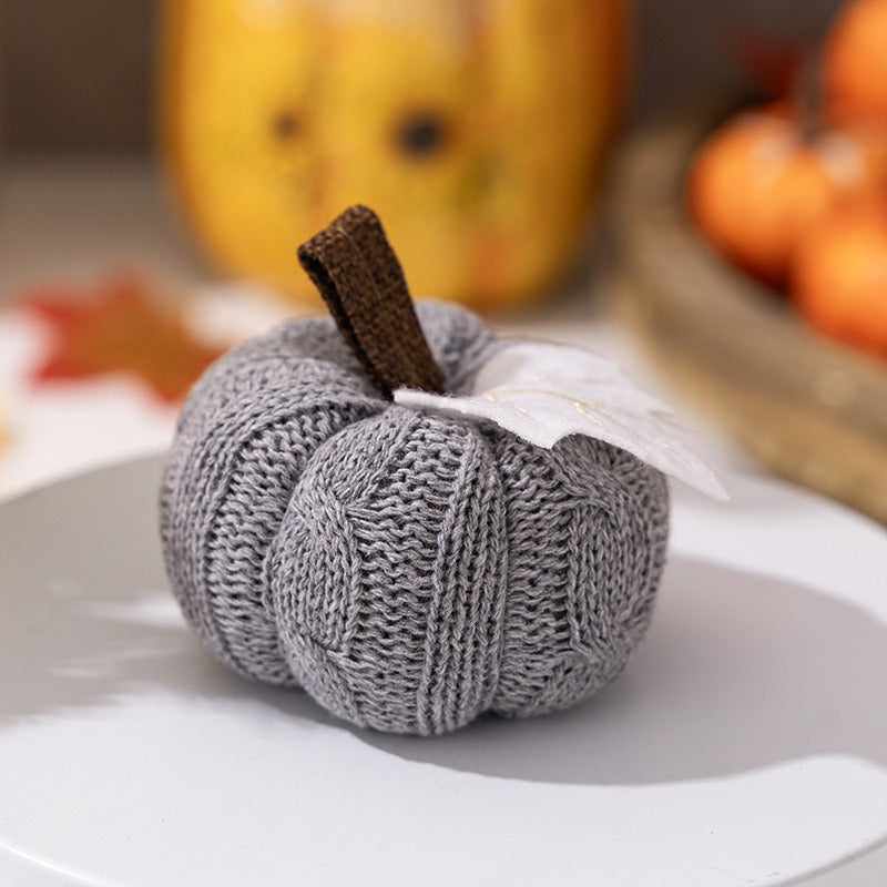 Thanksgiving Decoration. Knitted Pumpkin Ornament.