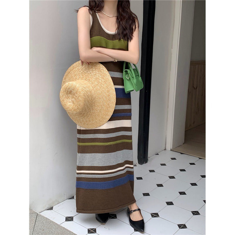 Striped Knitting Dress For Women