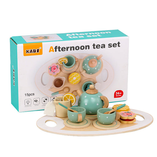 Children's Home Afternoon Tea Desserts Cake Sales Teapot Cups Tea Set. Wooden Christmas Toys Gifts.