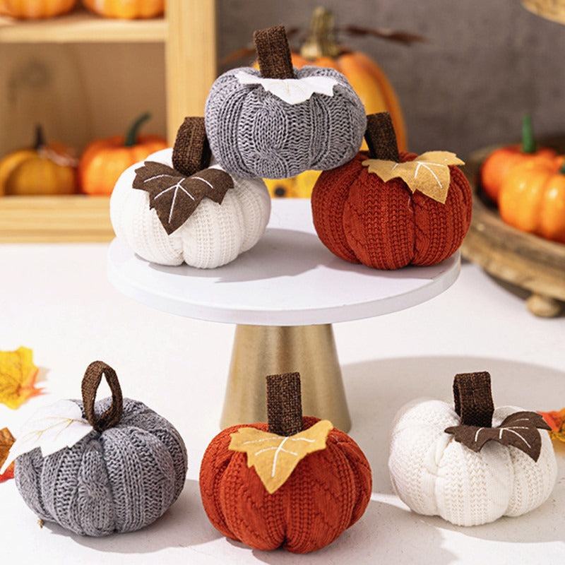 Thanksgiving Decoration. Knitted Pumpkin Ornament.