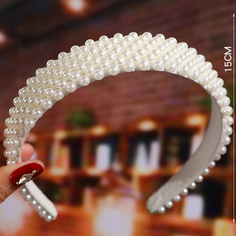 Bride's Hair Accessories. Women's Handwoven Knotty Pearl Headband.