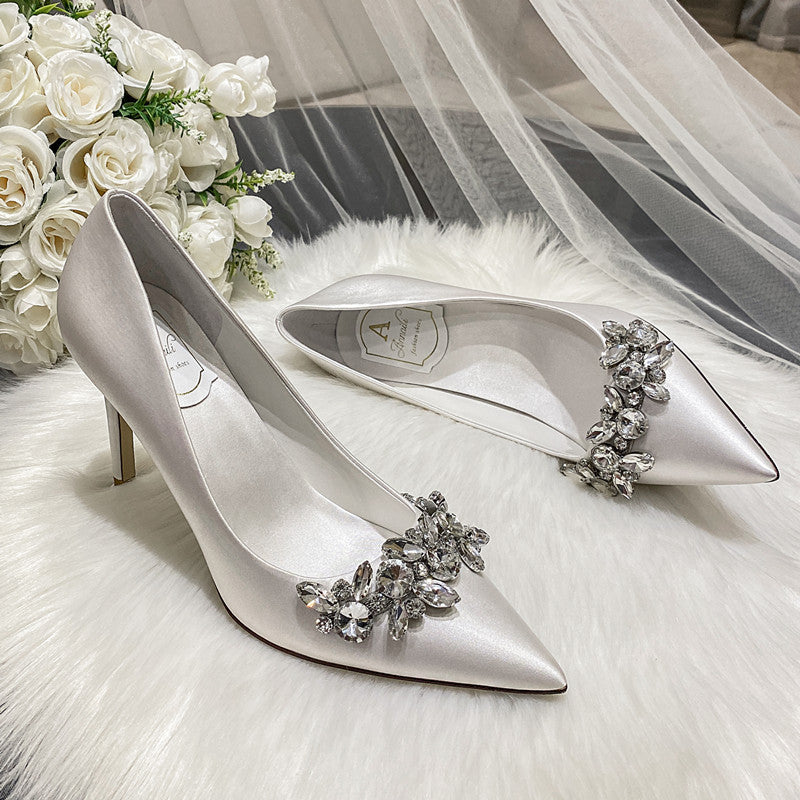 Crystal Bridal Shoes. Slim High Heels.