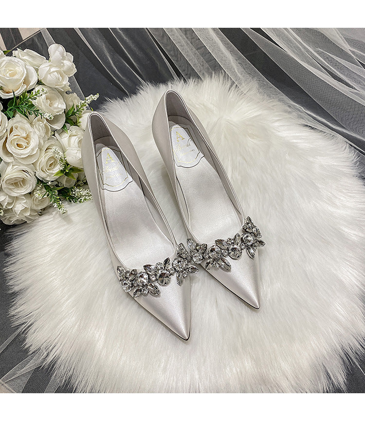 Crystal Bridal Shoes. Slim High Heels.