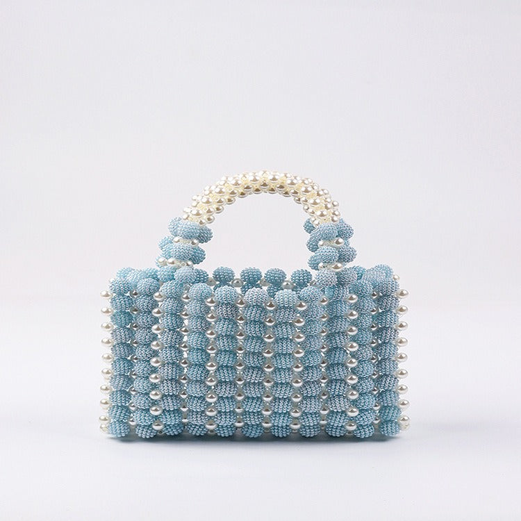 Bayberry Beaded Pearl Dinner Handbag. Handwoven Niche Design.