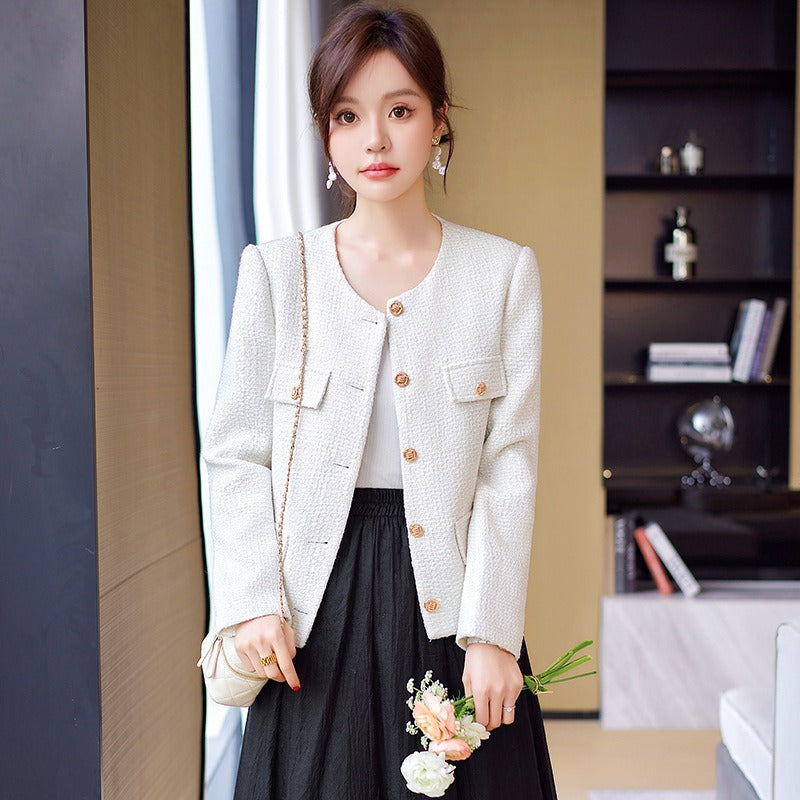 Fashionable Design Short Fragrant Coat Women's Spring New Goddess Style Slim Fit Casual Suit Coat