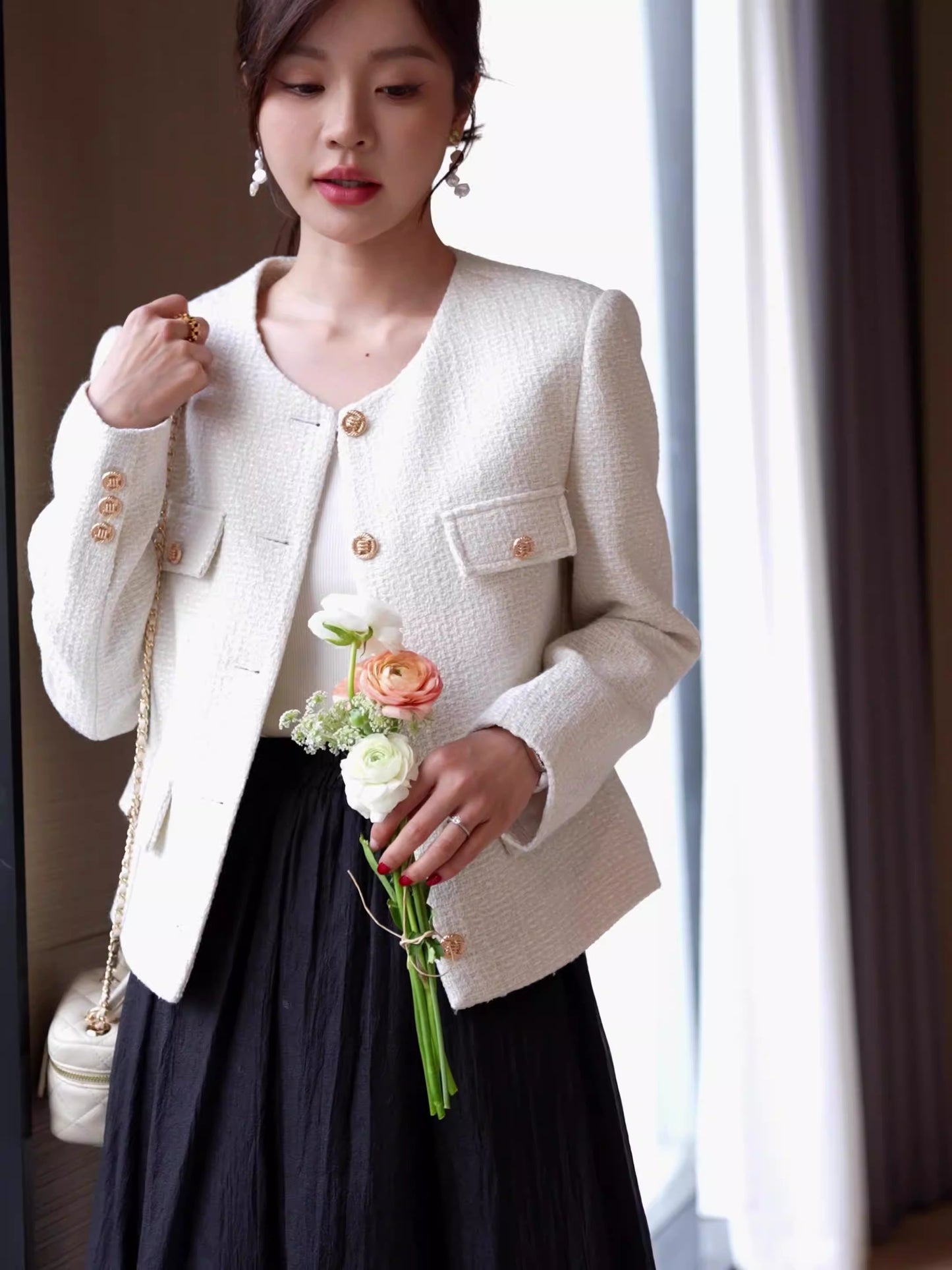 Fashionable Design Short Fragrant Coat Women's Spring New Goddess Style Slim Fit Casual Suit Coat