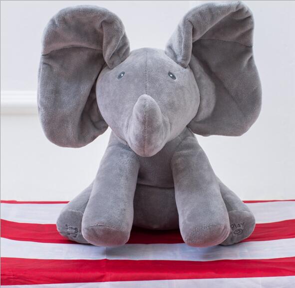 New Style Peek A Boo Elephant Stuffed Animal. Plush Elephant Doll. Play Music Elephant. Educational Anti-stress Toy For Children.