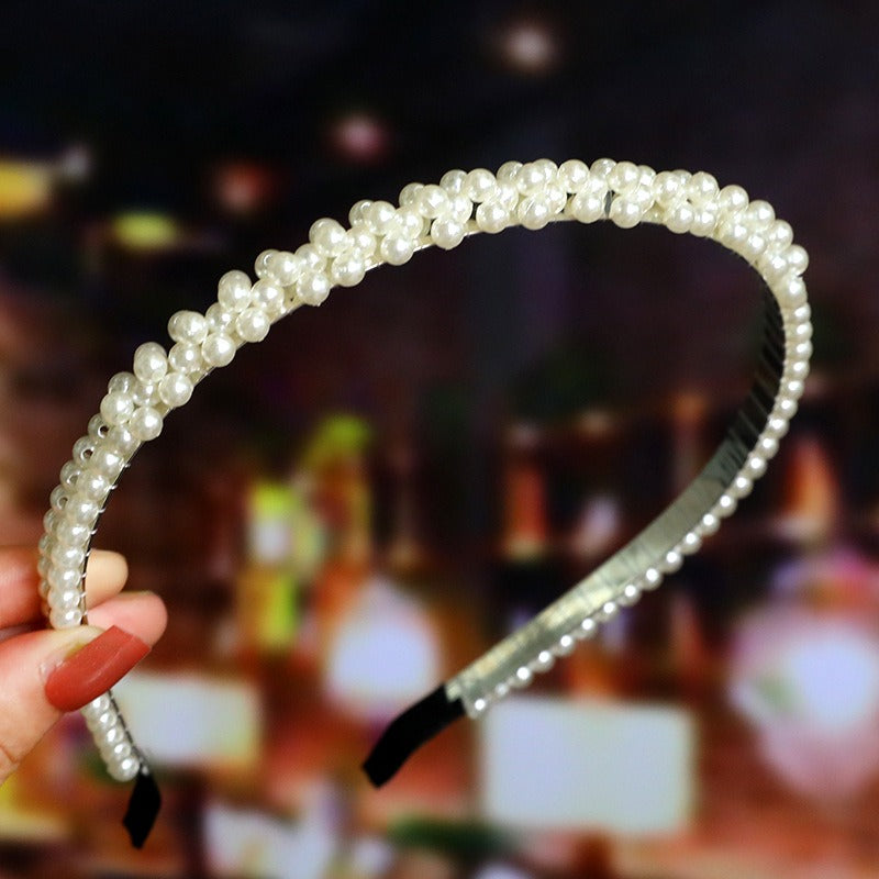 Bride's Hair Accessories. Women's Handwoven Knotty Pearl Headband.