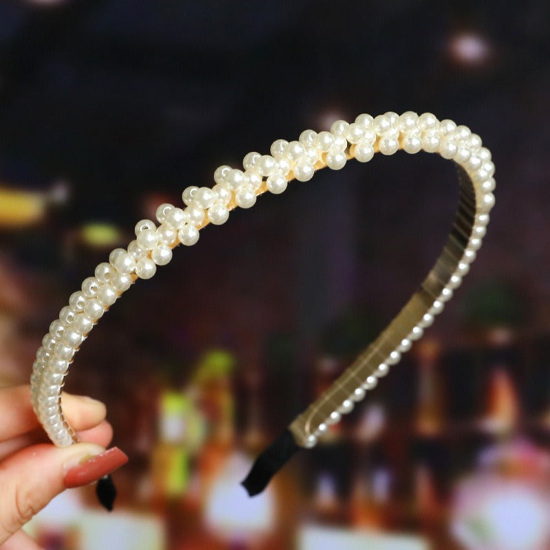 Bride's Hair Accessories. Women's Handwoven Knotty Pearl Headband.