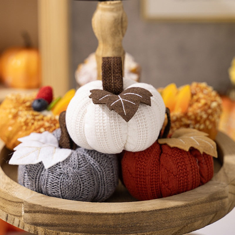 Thanksgiving Decoration. Knitted Pumpkin Ornament.